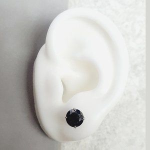 Real Diamond Stud Earrings Black Round Shape 14K Gold 2.65 Carat IGI Certificate